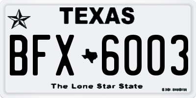 TX license plate BFX6003