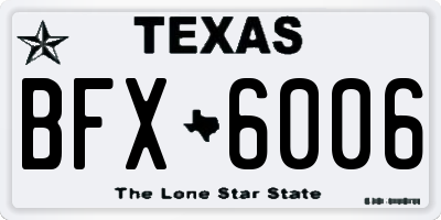 TX license plate BFX6006