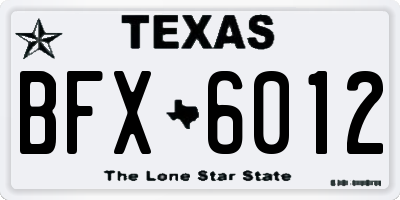 TX license plate BFX6012