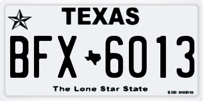 TX license plate BFX6013