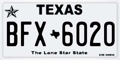 TX license plate BFX6020