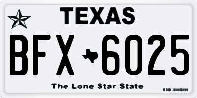 TX license plate BFX6025