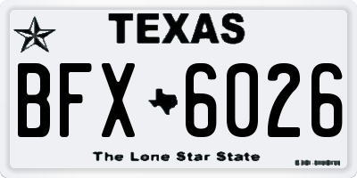TX license plate BFX6026