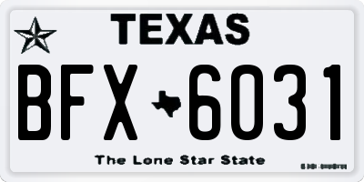 TX license plate BFX6031