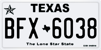 TX license plate BFX6038