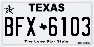 TX license plate BFX6103