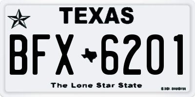 TX license plate BFX6201