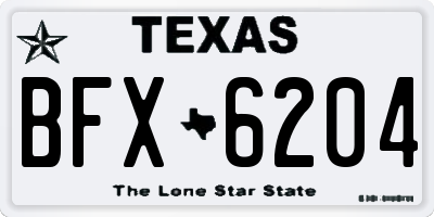 TX license plate BFX6204