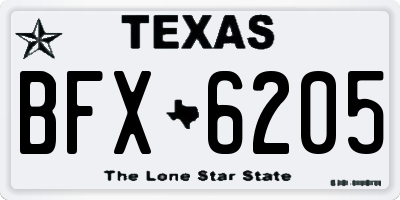 TX license plate BFX6205