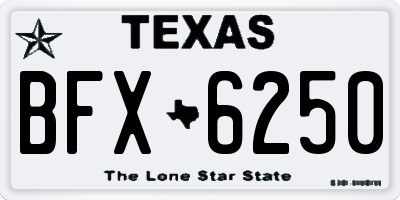 TX license plate BFX6250