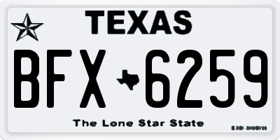 TX license plate BFX6259