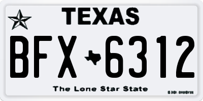 TX license plate BFX6312
