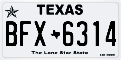TX license plate BFX6314