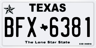TX license plate BFX6381