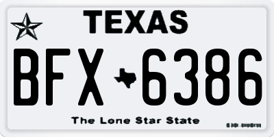 TX license plate BFX6386