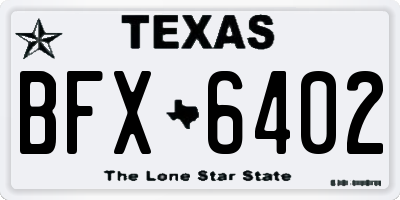 TX license plate BFX6402