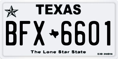 TX license plate BFX6601