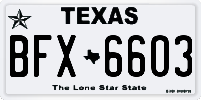 TX license plate BFX6603