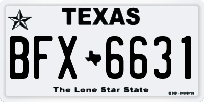 TX license plate BFX6631