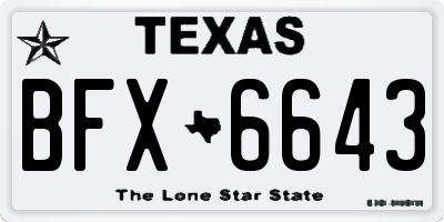 TX license plate BFX6643