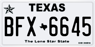 TX license plate BFX6645
