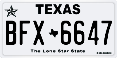 TX license plate BFX6647