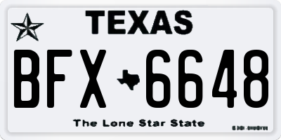 TX license plate BFX6648