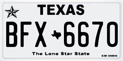 TX license plate BFX6670