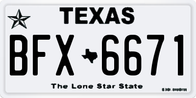 TX license plate BFX6671
