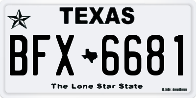 TX license plate BFX6681