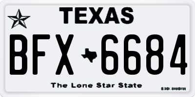 TX license plate BFX6684