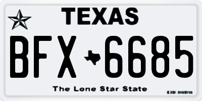 TX license plate BFX6685