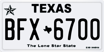 TX license plate BFX6700