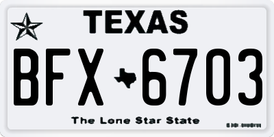 TX license plate BFX6703