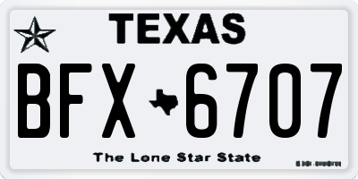 TX license plate BFX6707