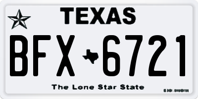 TX license plate BFX6721