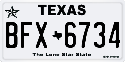 TX license plate BFX6734