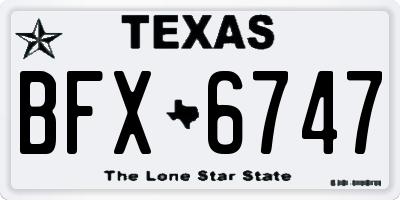 TX license plate BFX6747