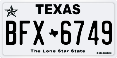 TX license plate BFX6749