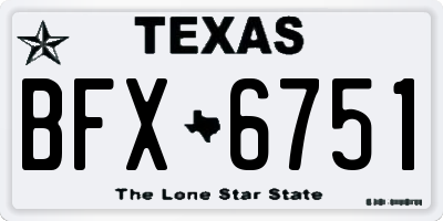 TX license plate BFX6751