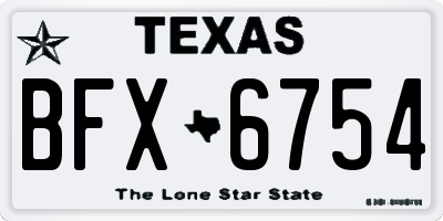 TX license plate BFX6754