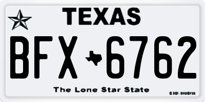TX license plate BFX6762