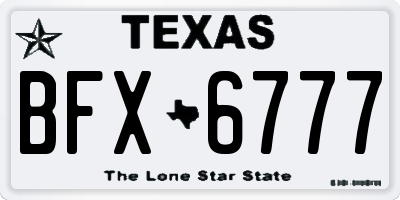 TX license plate BFX6777