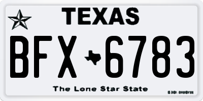 TX license plate BFX6783