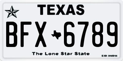 TX license plate BFX6789