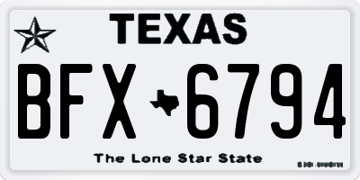 TX license plate BFX6794