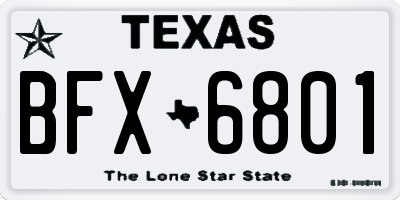 TX license plate BFX6801