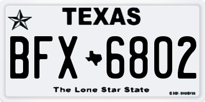 TX license plate BFX6802