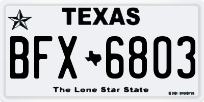 TX license plate BFX6803