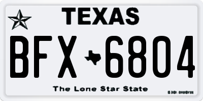 TX license plate BFX6804